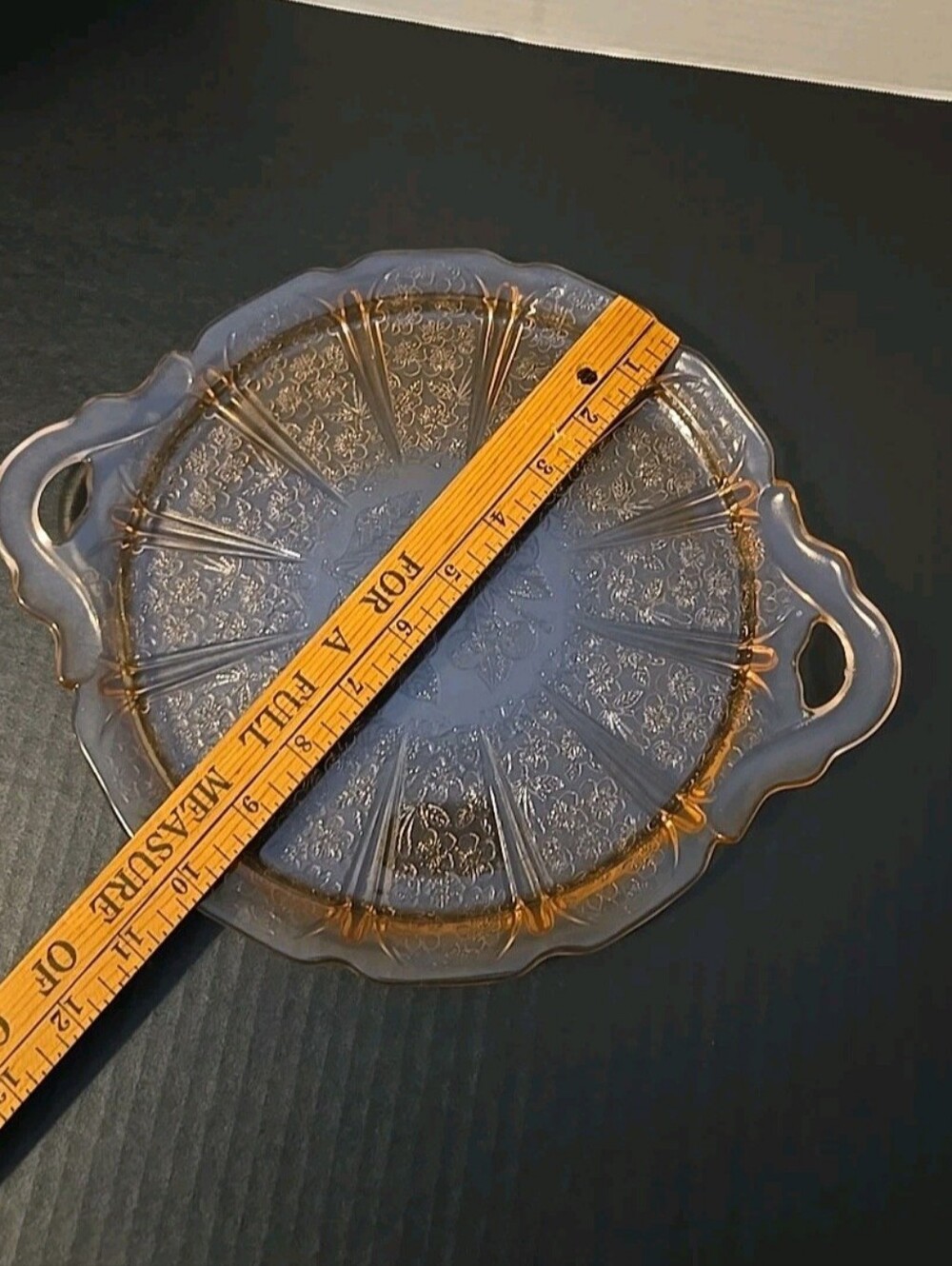 Cherry Blossom Pink Depression Glass Serving Tray Platter W/Handles - Picture 7 of 10
